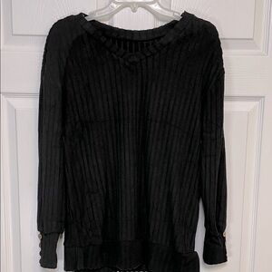 Black Ribbed Long Sleeve Sweater